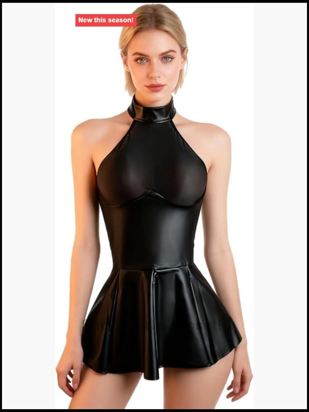 Latex PU Leather Lingerie Set Fitted Sleeveless Mini Intimate Roleplay Outfit